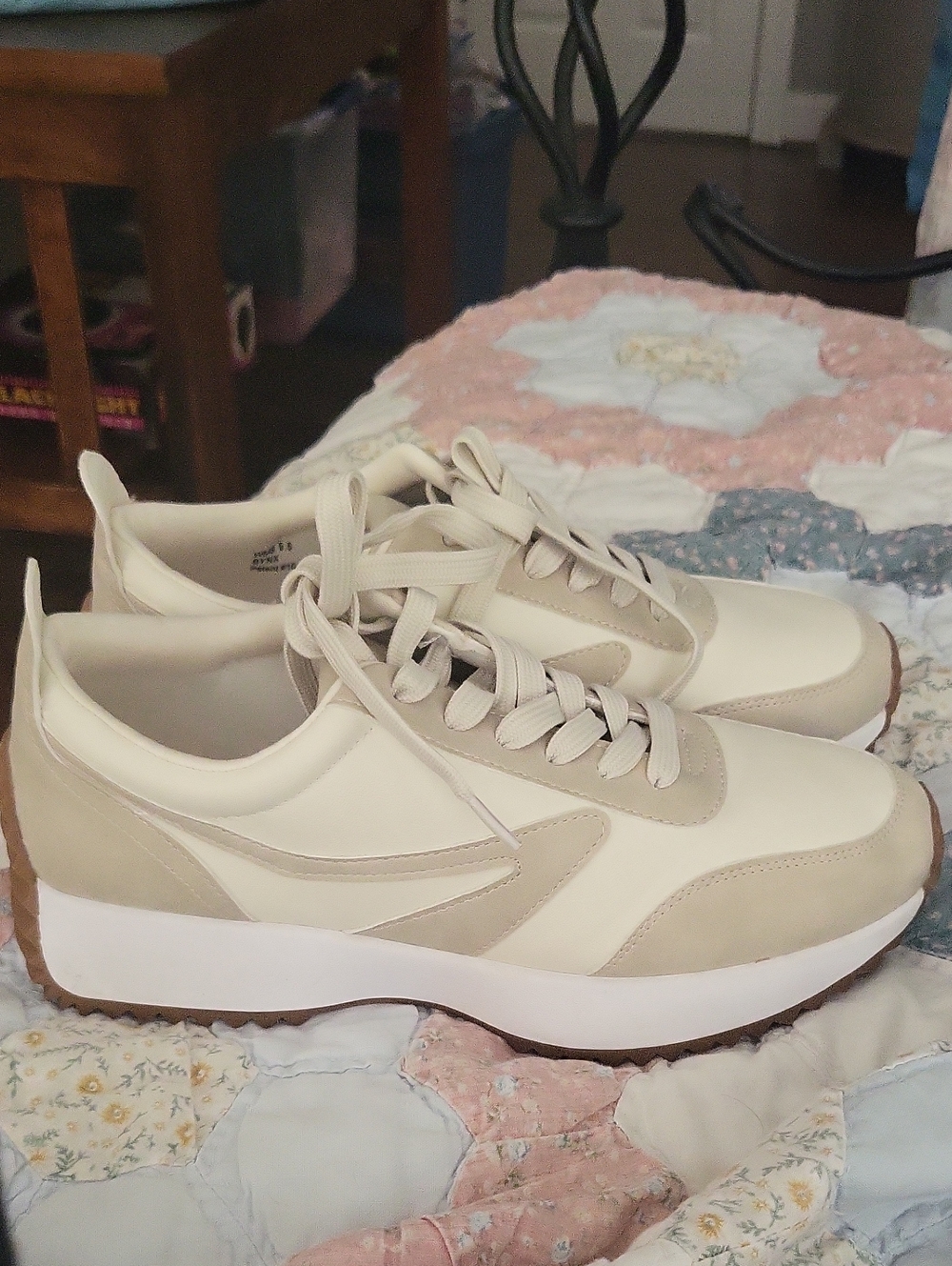 DV Dolce Vita Neutral Cream Platform Sneakers for Women